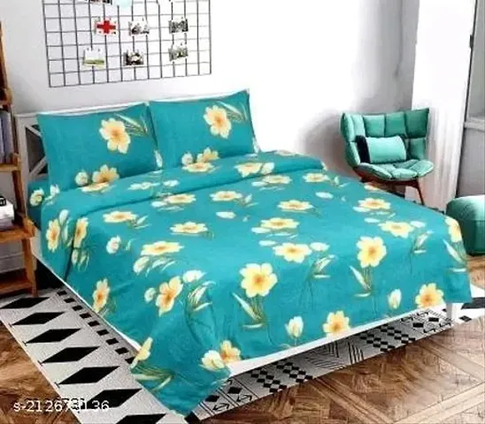 HANU Home Finishing Present by 3D bedsheet Double with Pillow Cover Combo/BEDSHEET/CHADER/BEDLINE Color Multi Size 90X100 INCH