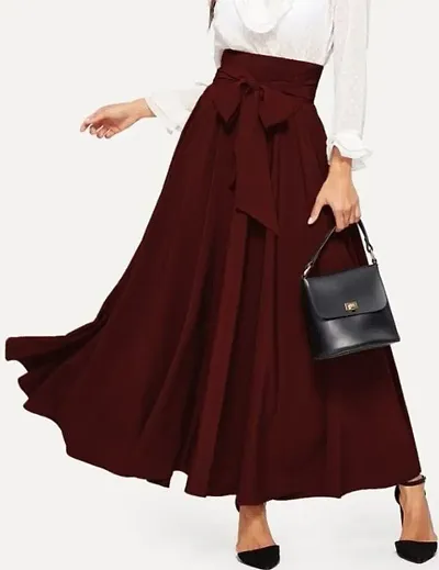 Women Crepe Solid Skirt