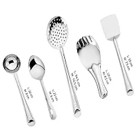 PUTHAK 5 Pcs Stainless Steel Cooking Utensils Set Heat Resistant Kitchen Gadgets Utensil Set Includes Spatula, Ladle, Skimmer, Cooking Spoon-thumb2
