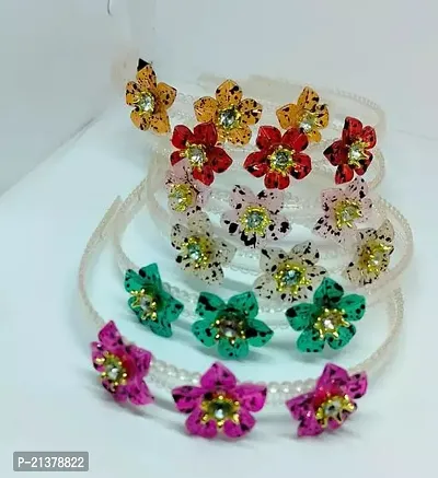 Designer Multicoloured Plastic Head Bands For Women Pack Of 6