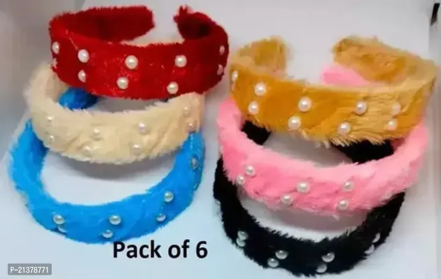 Designer Multicoloured Canvas Head Bands For Women Pack Of 6