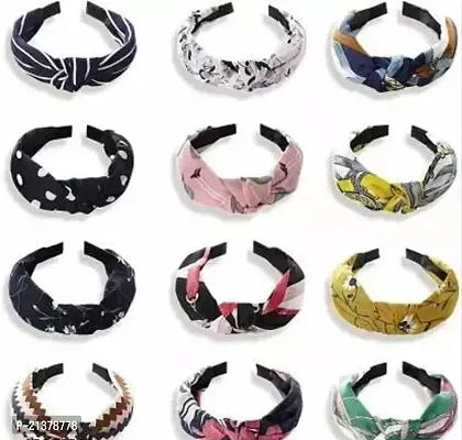 Designer Multicoloured Fabric Head Bands For Women Pack Of 12