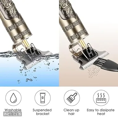 LA WISH Waterproof Vintage T9 Professional Metal Hair Cutting Machine Ni Trimmer 60 min Runtime 3 Length Settingsnbsp;nbsp;(Gold)-thumb3