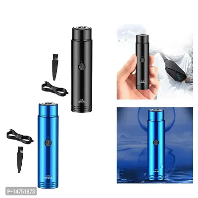 MINI TRIMMER (blue,black) COLOUR Shaver for Men and Women, Portable Electric Shaver, Unisex Travelling Washable USB Beard Shaver and Trimmer for face,under Arms Painless Shaving Wet and Dry Use-thumb0