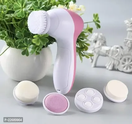 Battery Powered 5-In-1 Smoothing Body Face Beauty Care Facial Massager, White