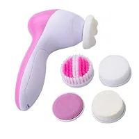 Facial Cleaning Brush Double Sided Deep Pore Cleaning Manual 2-in-1 Face Cleansing Exfoliating Brush Facial Wash Massage Soft Silicone Scrubber (Pink)-thumb2