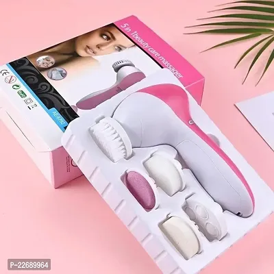 Battery Powered 5-In-1 Smoothing Body Face Beauty Care Facial Massager, White-thumb2