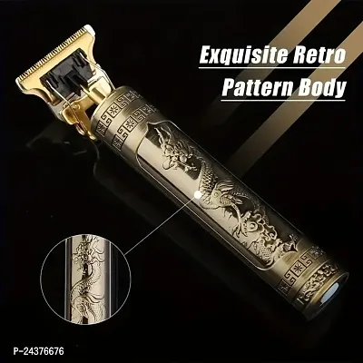 Trimmer Men Cordless Hair Clipper Professional Gold Dragon Style Electric Razor USB Rechargeable T-Blade Trimmers for Beard, Hairs, Moustache Clippers with 4 Guide Combs