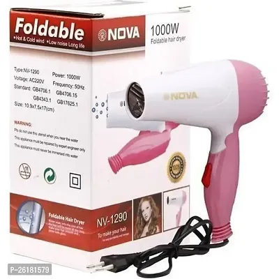 AK SMART Nova Nv-1290 1000 Watts Foldable Hair Dryer For Men  Women Professional Electric Foldable Hair Dryer With 2 Speed Control, Pink-thumb0
