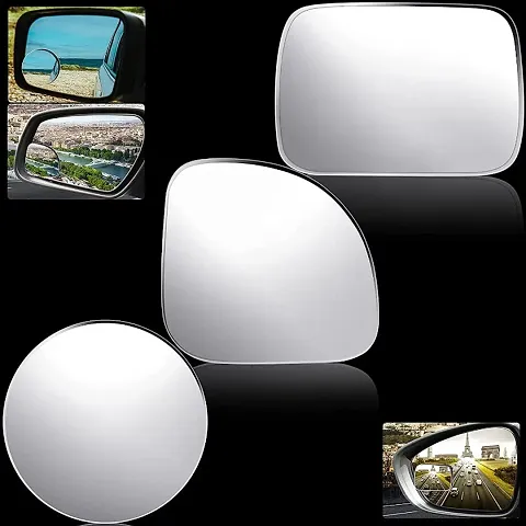 Carfrill 6 Pieces Automobile Blind Spot Mirror HD Blind Spot Mirror Blind Spot Car Mirror 2 Pairs Round Rear-View Mirrors 2 Pairs Rectangle Blind Spot Mirrors and 2 Pairs Fan-Shaped Car Mirrors