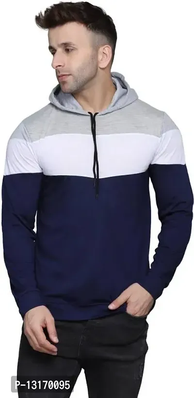 Reliable Cotton Blend Self Pattern Hooded Tees For Men