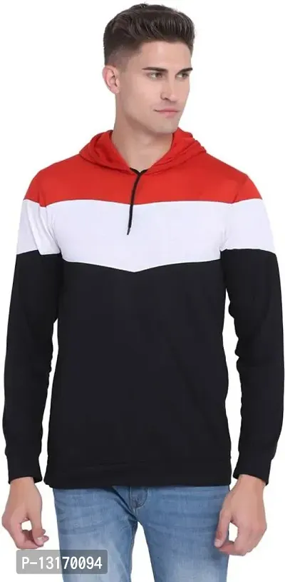 Reliable Cotton Blend Self Pattern Hooded Tees For Men