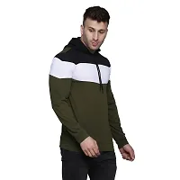 Reliable Cotton Blend Self Pattern Hooded Tees For Men-thumb3