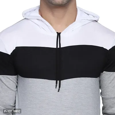 Reliable Cotton Blend Self Pattern Hooded Tees For Men-thumb3