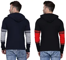 Reliable Cotton Blend Self Pattern Hooded Tees For Men- Pack Of 2-thumb3