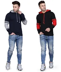 Reliable Cotton Blend Self Pattern Hooded Tees For Men- Pack Of 2-thumb2