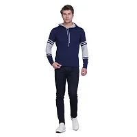 Reliable Cotton Blend Self Pattern Hooded Tees For Men-thumb3