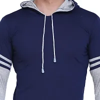 Reliable Cotton Blend Self Pattern Hooded Tees For Men-thumb1