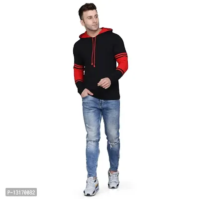 Reliable Cotton Blend Self Pattern Hooded Tees For Men-thumb5