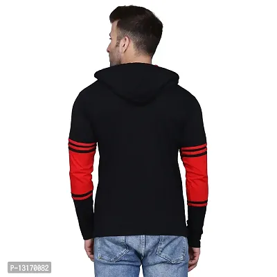 Reliable Cotton Blend Self Pattern Hooded Tees For Men-thumb2