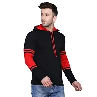 Reliable Cotton Blend Self Pattern Hooded Tees For Men-thumb3