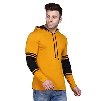 Reliable Cotton Blend Self Pattern Hooded Tees For Men-thumb1