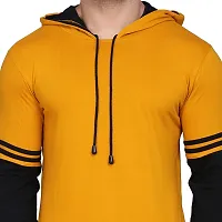 Reliable Cotton Blend Self Pattern Hooded Tees For Men-thumb2