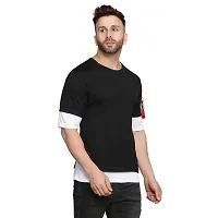 Trendy Color Block Cotton Oversize Round Neck T-Shirt for Men-thumb4