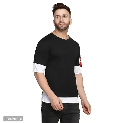 Trendy Color Block Cotton Oversize Round Neck T-Shirt for Men-thumb5