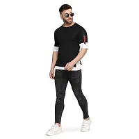 Trendy Color Block Cotton Oversize Round Neck T-Shirt for Men-thumb2