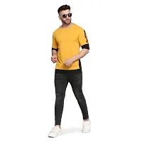 Trendy Color Block Cotton Oversize Round Neck T-Shirt for Men-thumb1