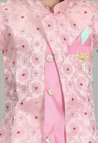 Elegant Pink Cotton Sherwani with Pajama Set For Boys-thumb3