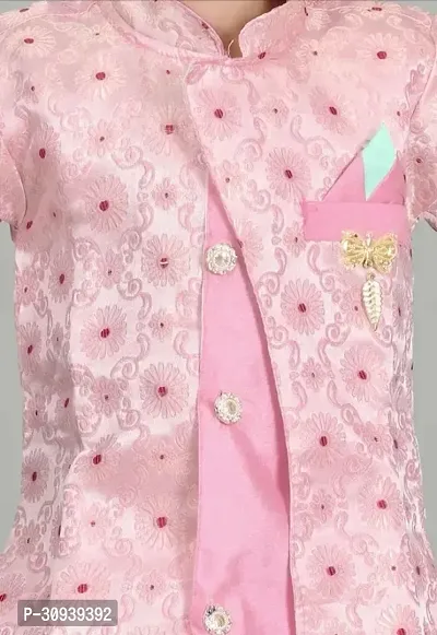 Elegant Pink Cotton Sherwani with Pajama Set For Boys-thumb4