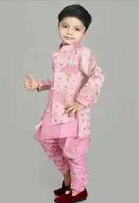 Elegant Pink Cotton Sherwani with Pajama Set For Boys-thumb2