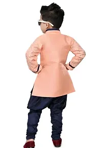 Elegant Peach Cotton Sherwani with Pajama Set For Boys-thumb1