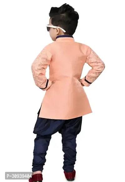 Elegant Peach Cotton Sherwani with Pajama Set For Boys-thumb2