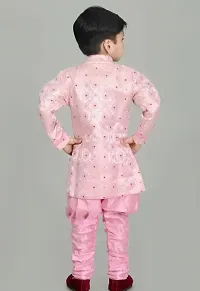 Elegant Pink Cotton Sherwani with Pajama Set For Boys-thumb1