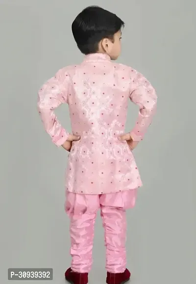 Elegant Pink Cotton Sherwani with Pajama Set For Boys-thumb2