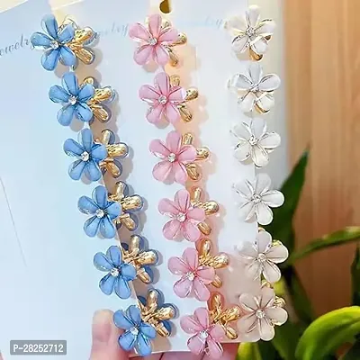 Mini Pearl Flower Claw Clip Set - Retro Hair Accessories (6 Pieces)