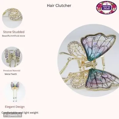 Women fancy butterfly metal teeth premium clutcher, attractive  unique Hair Claw  (Multicolor)Pack of 1