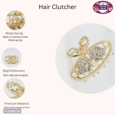 Women Elegant Design, High Endurance Premium Material Hair Clutcher Hair Claw  (gold) Pack of 1-thumb5