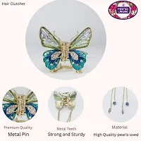 Women Fancy Butterfly Metal Teeth Premium Clutcher (multicolor)  Pack of 1-thumb1