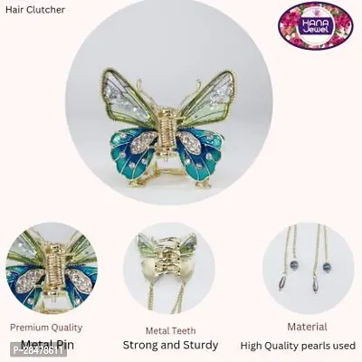 Women Fancy Butterfly Metal Teeth Premium Clutcher (multicolor)  Pack of 1-thumb2