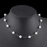MIRAGE - Retro Style Pearl Choker | Silver and Golden Pearl Necklace (Silver)-thumb1