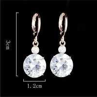 Mirage - Beautifully Golden Double diamond round Crystal pendant earring set with chain | diamond pendant earring set-thumb1