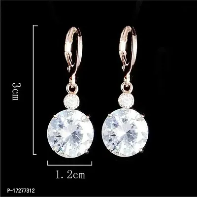 Mirage - Beautifully Golden Double diamond round Crystal pendant earring set with chain | diamond pendant earring set-thumb2