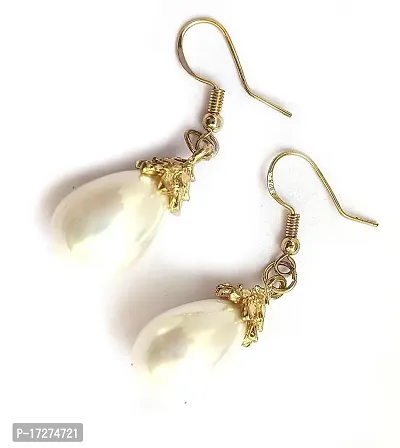 Mirage - simple golden pearl earrings-thumb0