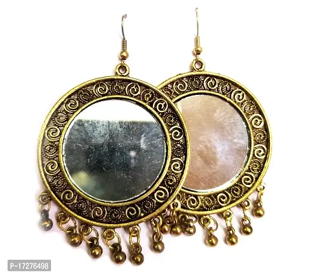 MIRAGE - Golden Mirror Earring Hanging Hook Dangle Earrings with Mirrors | oxidase earrings