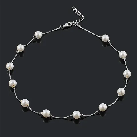 MIRAGE - Retro Style Pearl Choker | Silver and Golden Pearl Necklace