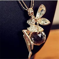 Mirage - Multi-Layer Butterfly Fairy Necklace Gold Color Crystal Angel Wings Long Chain Necklaces For Women | 3 chain necklace |sweater long necklace | multilayer chain necklace-thumb3